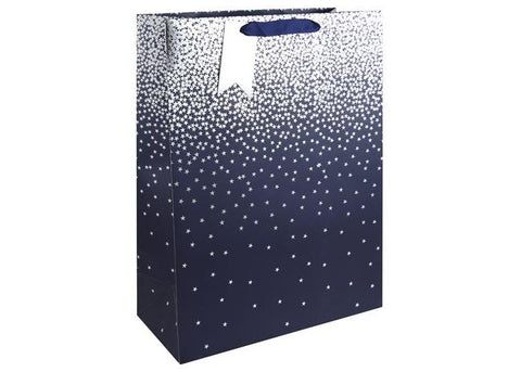 Navy & Silver Ombre Stars Gift Bag | Medium | Collection Only