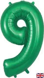 Foil Numbers Green Balloons | 34"