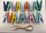 Every Child Is An Artist | 18 Colourful Picture Holder Pegs with 3m String | Self Assembly