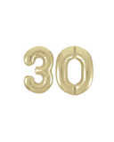 Foil Numbers Metallic White Gold Balloons | 34" | U
