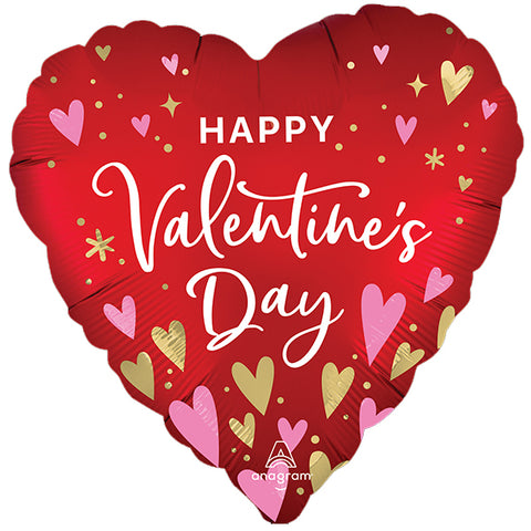 Happy Valentine's Day Hearts Message Foil Balloon | 18" | S40