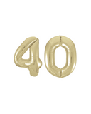 Foil Numbers Metallic White Gold Balloons | 34" | U