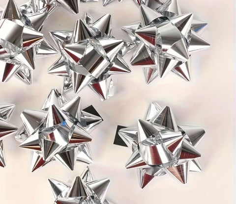 20 Silver Mini Gift Wrapping Bows