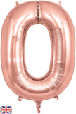 Foil Numbers Metallic Rose Gold Balloons | 34" | O