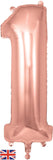 Foil Numbers Metallic Rose Gold Balloons | 34" | O