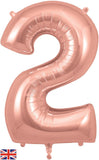 Foil Numbers Metallic Rose Gold Balloons | 34" | O