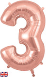Foil Numbers Metallic Rose Gold Balloons | 34" | O