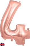 Foil Numbers Metallic Rose Gold Balloons | 34" | O