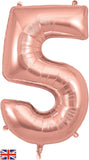 Foil Numbers Metallic Rose Gold Balloons | 34" | O