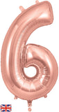 Foil Numbers Metallic Rose Gold Balloons | 34" | O