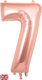 Foil Numbers Metallic Rose Gold Balloons | 34" | O