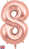 Foil Numbers Metallic Rose Gold Balloons | 34" | O