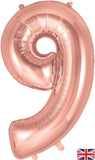 Foil Numbers Metallic Rose Gold Balloons | 34" | O