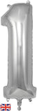 Foil Numbers Metallic Silver Balloons | 34"