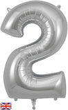 Foil Numbers Metallic Silver Balloons | 34"