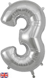 Foil Numbers Metallic Silver Balloons | 34"