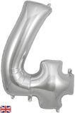 Foil Numbers Metallic Silver Balloons | 34"