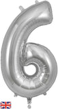 Foil Numbers Metallic Silver Balloons | 34"