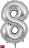Foil Numbers Metallic Silver Balloons | 34"