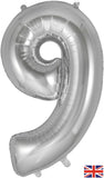 Foil Numbers Metallic Silver Balloons | 34"