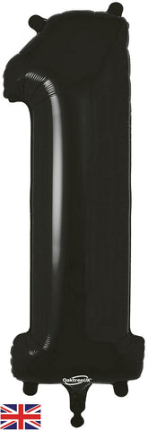 Foil Numbers Metallic Black Balloons | 34"