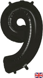 Foil Numbers Metallic Black Balloons | 34"