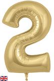Foil Numbers Metallic Gold Silk Balloons | 34" | O