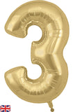 Foil Numbers Metallic Gold Silk Balloons | 34" | O