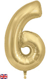 Foil Numbers Metallic Gold Silk Balloons | 34" | O