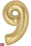Foil Numbers Metallic Gold Silk Balloons | 34" | O
