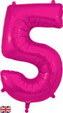 Foil Numbers Metallic Fuchsia Balloons | 34"