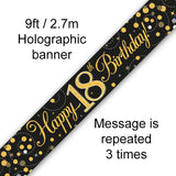 Sparkling Fizz Black & Gold Birthday Banners | 9ft