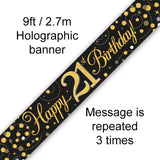 Sparkling Fizz Black & Gold Birthday Banners | 9ft