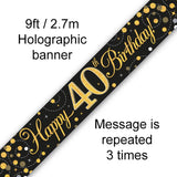 Sparkling Fizz Black & Gold Birthday Banners | 9ft