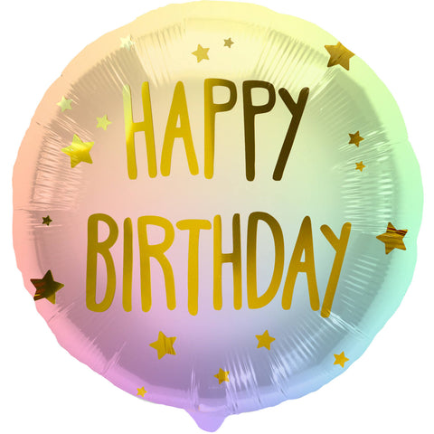 18" Happy Birthday Ombre Stars Foil Balloon | S40