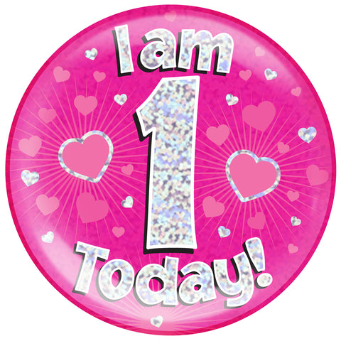Pink Age 1 | Birthday Badge | 6"