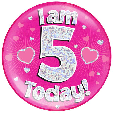 Pink Age 5 | Birthday Badge | 6"