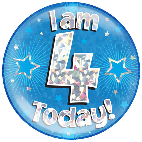 Blue 4 | Birthday Badge | 6"