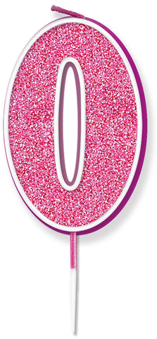 Glitter Pink Single Number Candles