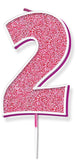 Glitter Pink Single Number Candles