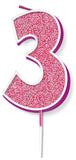 Glitter Pink Single Number Candles