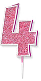 Glitter Pink Single Number Candles