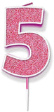 Glitter Pink Single Number Candles