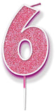 Glitter Pink Single Number Candles