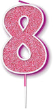 Glitter Pink Single Number Candles