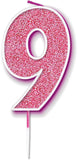 Glitter Pink Single Number Candles