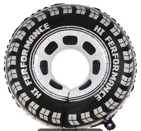 Foil Round Silver & Black Hollow Tyre Balloon | 26"