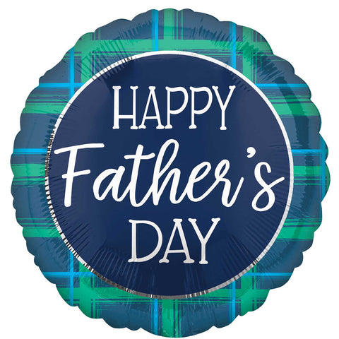 Foil Round Happy Father's Day Tartan Balloon |18"