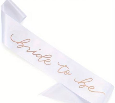 Bride to Be White & Gold Sash