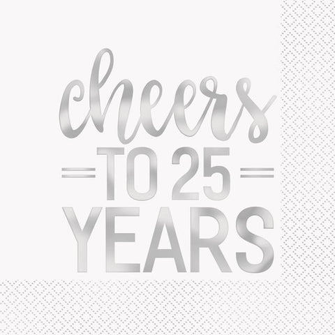 Cheers to 25 years Paper Napkins | 16 Pack